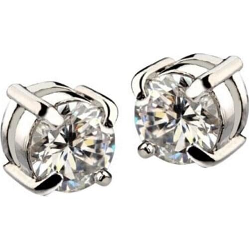 1 Pair Fashion Ear Stud Earring White+Silver