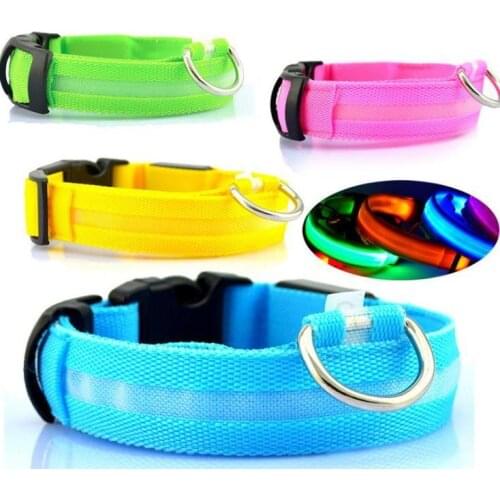 100pcs/lot Nylon Pet LED Dog Collar Luminous Night Keep Dog Safety Adjustable Flashing Glow LED Pet Supplies Wholesale SN777