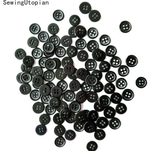 100PCS Resin Sewing Buttons Black Color Scrapbooking 4 Hole Plastic Resin Round Buttons Black Button Fit Sewing Scrapbooking DIY
