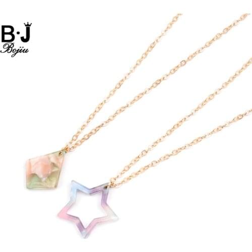 2019 Fashion Dainty Geometric Pendant Necklaces For Women Chic Boho Star Shape Quadrilateral Acrylic Charm Necklace Femme NKS253