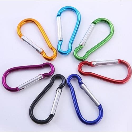 5pcs Climbing Button Carabiner D-Ring Clip Camping Hiking Hook Outdoor Sports Multi Colors Aluminium Safety Buckle Keychain