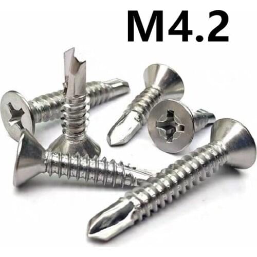 50pcs M4.2x13/16/19/25/32/38/50mm GB15856.2 304 Stainless steel Cross Recessed Countersunk Head Drill Tail Self-Drilling Screws