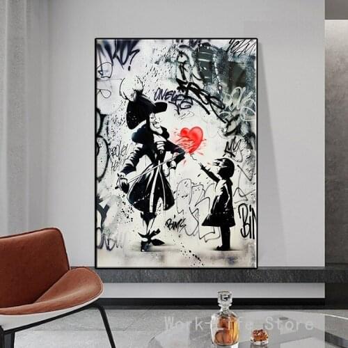 Banksy Girl With Balloon Pierced love Wall Art Canvas Posters And Prints Canvas Painting Decorative Picture Living Room Decor