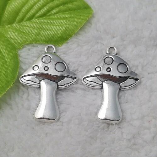 Free Ship 70 pcs Antique silver mushroom charms pendant 41x29mm