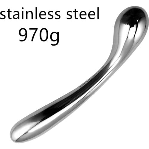 Heavy huge stainless steel double metal fake dildo G Spot wand anal beads butt plug prostate massager BDSM vaginal sex toy