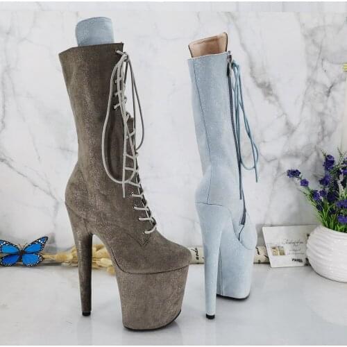 Leecabe 20CM/8inches Pole dancing shoes High Heel platform Boots closed toe Pole Dance boots