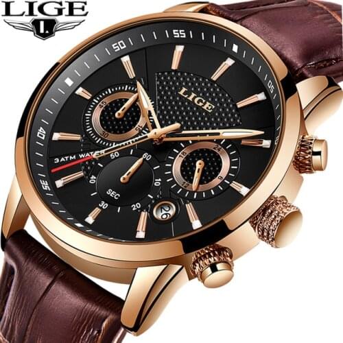 Reloje 2019 LIGE Men Watch Male Leather Automatic date Quartz Watches Mens Luxury Brand Waterproof Sport Clock Relogio Masculino