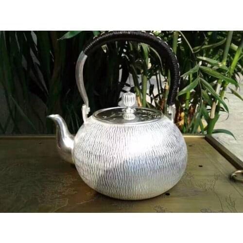 Soften Water Sterling Silver 940G Willow Pattern Kettle 1.4L Manual Whistling Water Kettles With Gift Box