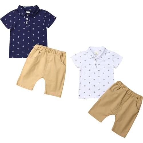 UK Summer Casual Infant Baby Boys Kids Summer T-shirt Tops + Shorts Pants Outfits Set Clo0thes