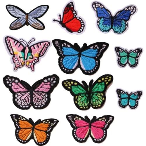 3 Pcs Colorful butterfly icon Embroidered Iron on Patches for Clothing DIY Stripes Clothes Patchwork Stickers Custom Badges