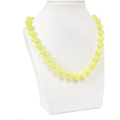 Best selling natural Lemon Chalcedony 10mm Round Bead Necklace Jewelry Necklace DIY design knot womens necklace holiday gift