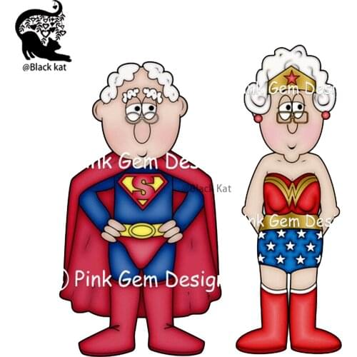Superhero Grandparents Metal Cutting Dies Mens Womens Birthday Fathers Mothers Day Stencil For DIY Scrapbooking Card Craft