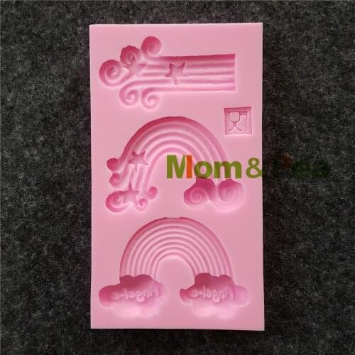 Mom&Pea 1168 Free Shipping Rainbow & Cloud Silicone Mold Cake Decoration Fondant Cake 3D Mold Food Grade