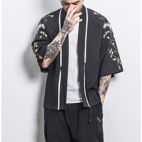 New Mens Coat 2021 New Loose Chinese Style Men Jacket Embroidery Style Casual Shirts High Quality Male Oversize Vintage Clothes