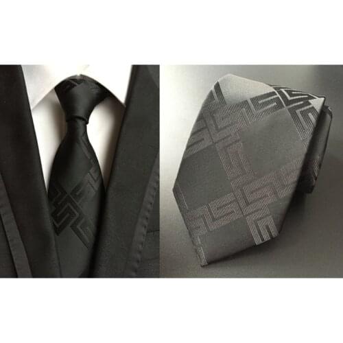Men Classic Black Woven Jacquard Business Tie Casual Neck Tie Business Accessory