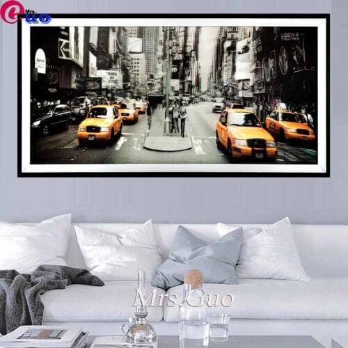 5D DIY Diamond Painting taxi street landscape Round Diamond Cross Stitch Kit Mosaic Full Diamond Animal Embroidery Home Decor