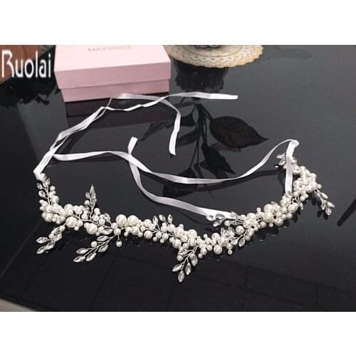 New Arrival 2017 Cheap Charming Ribbon Edge Beading Pearls Headwear Bridal Dresses Wedding Veil Decoration Wedding Accessories