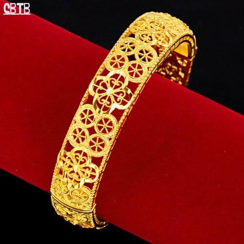 Muslim New Fashion Ladies Luxury Exquisite Carved Gold Jewelry Bracelet Ethiopian Women Bracelet Party Wedding Gift Wholesale