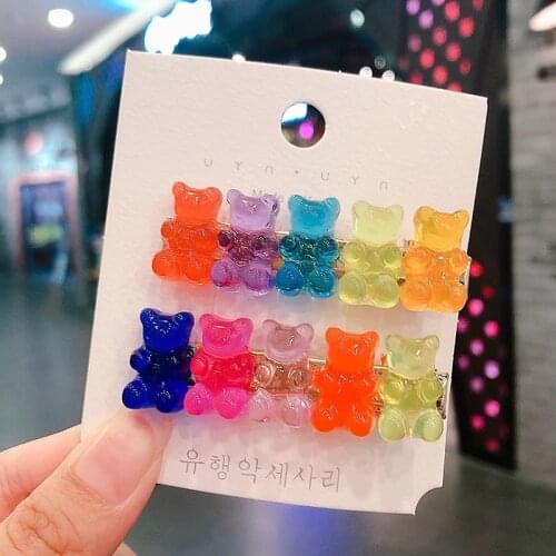 New Candy Color Bear Shape Hair Clips Barrettes Cute Cartoon Animal Hairpin Girls Grips Hair Accessories Gifts To Friends