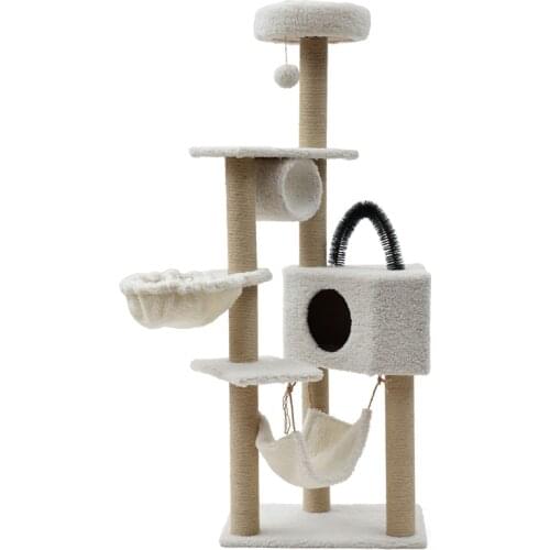 Pet Cat Plush Condos Multi-Level Cat Tree Condo Furniture with Sisal-Covered Scratching Posts for Kittens