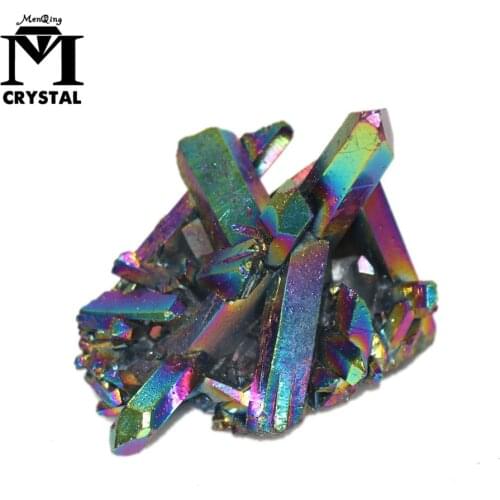 Natural Rainbow Flame Aura Titanium Quartz Crystal Cluster Ore Mineral Healing Specimens stone Random delivery