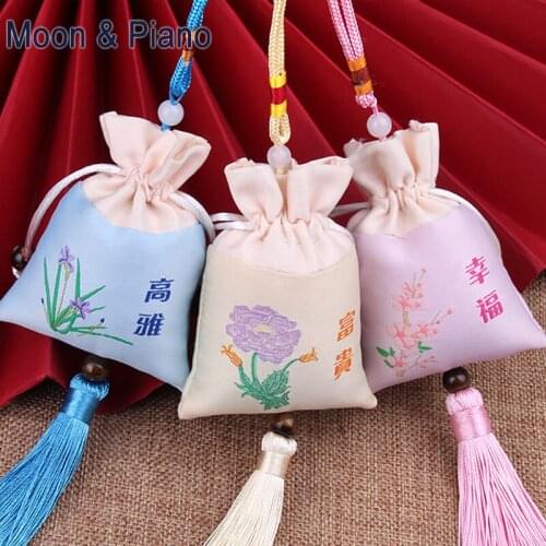 Stitching Sachet Fashion Brocade Tassel Empty Bag Interior Decoration Embroidery Jewelry Storage Bag for Women Gift Pouch Sachet