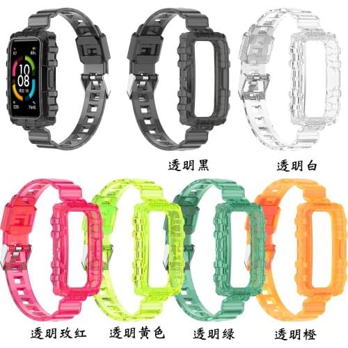 TPU Transparent Smartband Wrist Watchband Frame Crystal Case For Huawei Honor Band 6 Strap Smart Wristband Bracelet Accessories