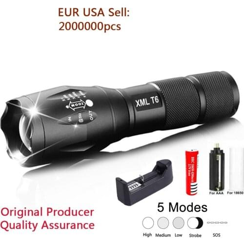 LED Rechargeable Flashlight XML T6 linterna torch 18650 Battery 5 Modes Waterproof Outdoor Camping Powerful Led Flashlight