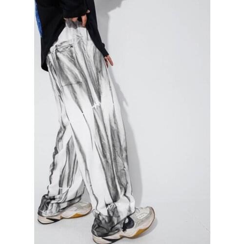 Loose foot drawstring grey personality trousers mens pants harem pant mens feet trousers fashion pantalon homme street novelty