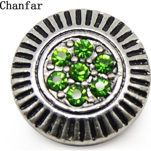 High Quality Green Rhinestone Metal Snap Button Jewelry Wholesale
