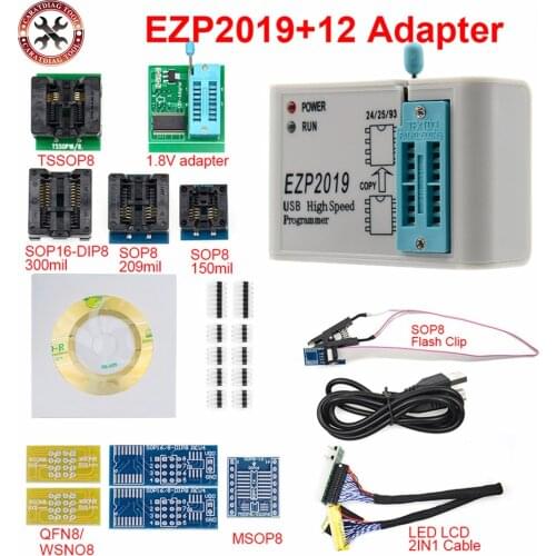 EZP2019 high-speed USB SPI Programmer Better than EZP2013 support 32M Flash 24 25 93 EEPROM 25 flash bios with Full Adapters