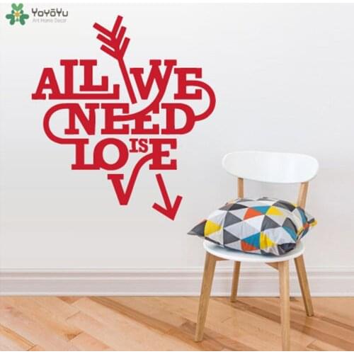 YOYOYU Wall Decal Quotes All We Need Is Love Wall Sticker Window Removable Modern Design Art Mural Arrow Pattern Home DecorCY65