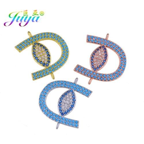 Juya Greek Eye Jewelry Accessories Colorful Stones Evil Eye 2 Loop Charm Connector For Jewelry Making Handmade Bracelet Necklace
