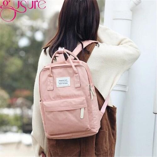 Gusure Computers Women Backpack School Bag for Girls Shoulder Bag Canvas Female Rucksack Teenagers Back Packs Bolsas Mochila