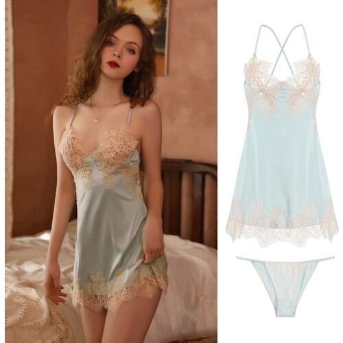 Womens Erotic Sling Lingerie with Underpant Nightwear Robe Attractive Sleepwear Charming Night Dress Sleeping Wear TT@8
