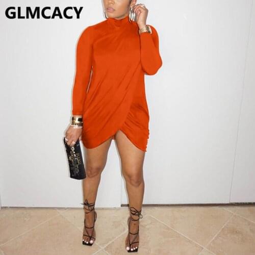 Women Long Sleeve Casual Irregular Slim Mini Dress