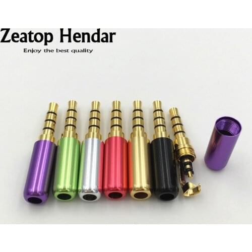 10Pcs Aluminum Shell Mini 3.5 Jack 3.5mm 3 4 Pole Audio Stereo with Clip Hook Male Plug for Earphone DIY Repairing Connector