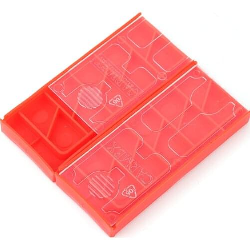 100 sets of Carmex small empty red plastic rectangular boxes for carbide blades