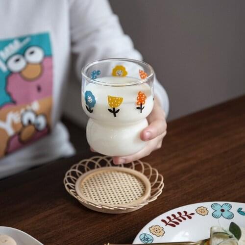 2021 New Simple Style Handmade Bamboo Woven Coaster Coffee Shop Homestay Decoration Home Lace Cup Holder Household Tool Hot Sale