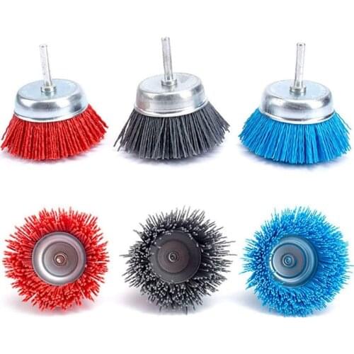 6 Pack 3 Inch Abrasive Wire Cup Brush, Cup Brush for 1/4 Inch Shank Drill, Nylon Cup Brushes for Removal Of Rust