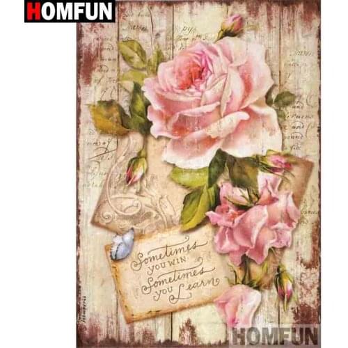 HOMFUN Full Square/Round Drill 5D DIY Diamond Painting "Flower text" Embroidery Cross Stitch 3D Home Decor A30167