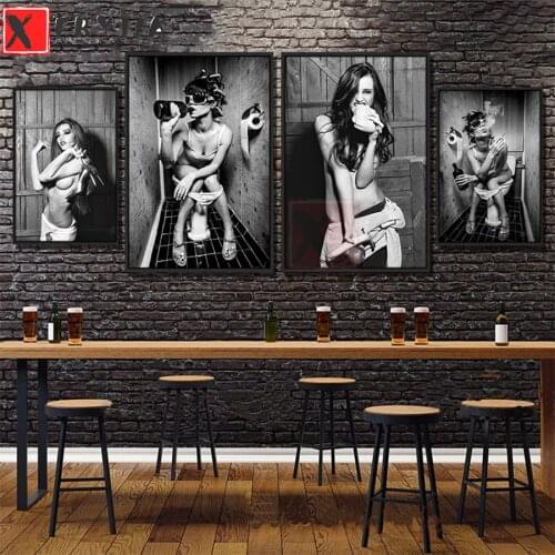 Diamond Painting Vintage WC Sexy Women Girl Sits in Toilet Nordic 5d Cross Stitch Diamond Embroidery Mosaic Gift Home Decor
