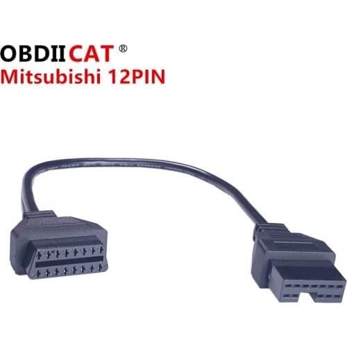For MIT-SU-BISHI 12pin to 16Pin OBD2/OBDII DLC Car Diagnostic Tool cable 12 Pin to 16 pin Female extension connector