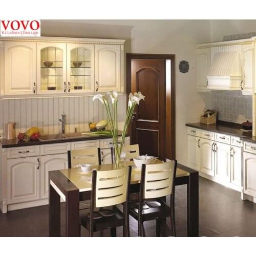 White solid wood kitchen cupboard