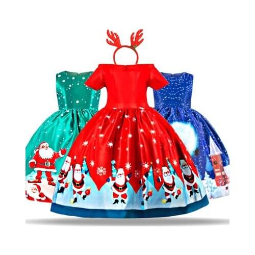 Free Ship Children Girl Christmas Party Dress Kids Dresses For Girls Princess Dresses Cosplay Costume X-mas Party Dress