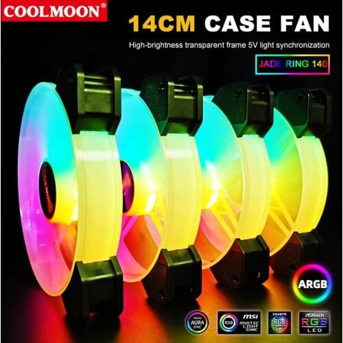 Coolmoon YUHUAN 14cm Case Fan Quiet Luminous 14025 Computer Cooling Fan Desktop ARGB Fan