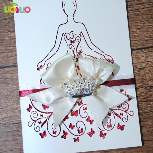 Bridal shower decorations princess birthday invitation cards blank wedding invitation cards with insert, envelope