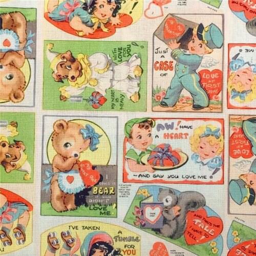 Width 110cm Postman bear baby 100% cotton fabric Patchwork diy Sewing Quilting boy Girl skirt clothes handmade scarf decoration