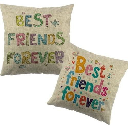 Europe Style Best Friends Printed Cushion Cover Friendship Forever Cotton Throw Pillow Case Cushion Cover for Home Sofa Car