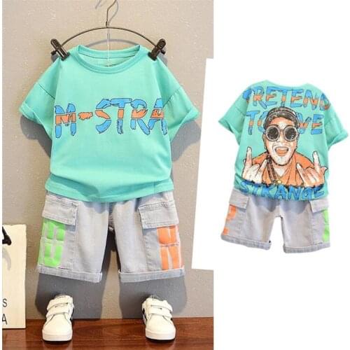 New Summer Boys Clothing Sets Children T-shirt Short Sleeve +Shorts Set Two Pieces Set Kids Baby Boys Clothes 2-12Years Old